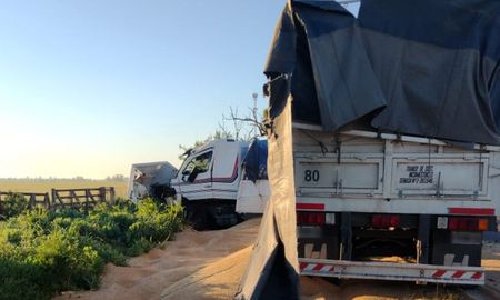 Así quedó el camión tras perder el control su conductor en la calzada. Así quedó el camión tras perder el control su conductor en la calzada.