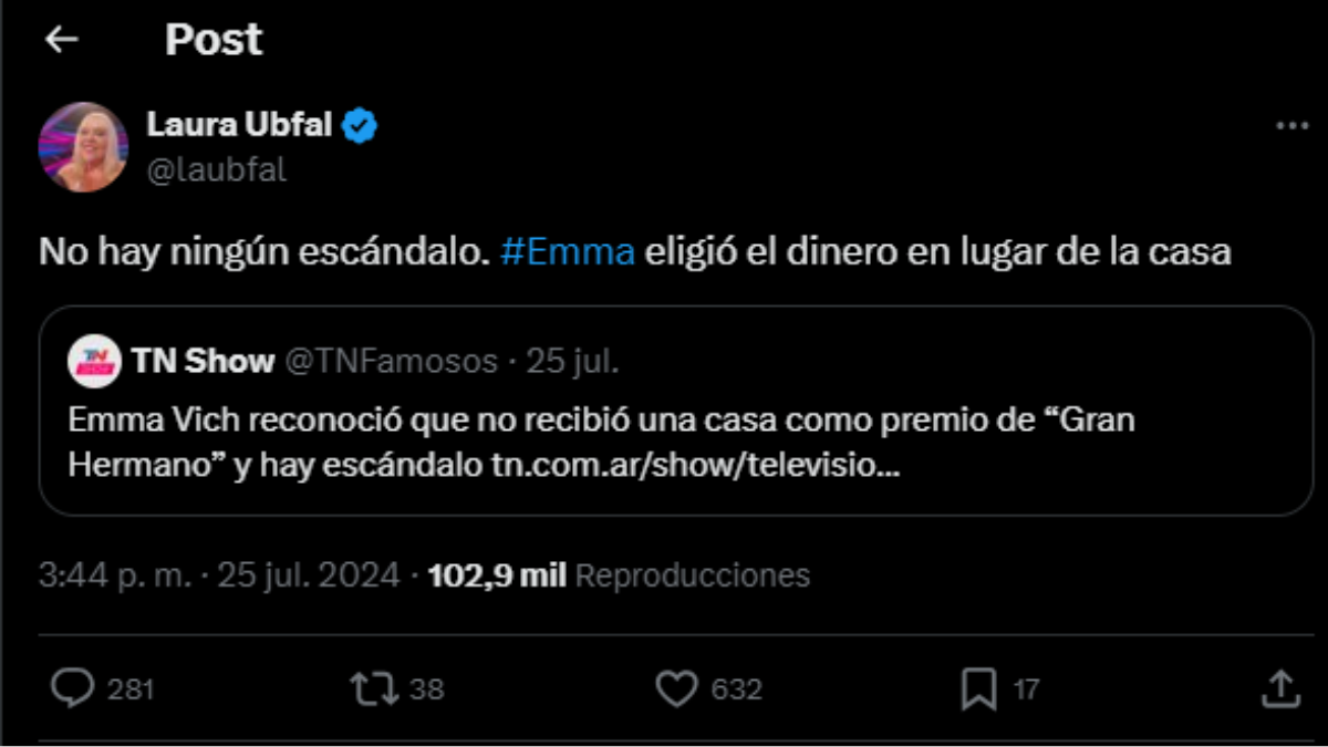 Laura Ubfal desmiente la interna en Gran Hermano, pero está en duda. Laura Ubfal desmiente la interna en Gran Hermano, pero está en duda.