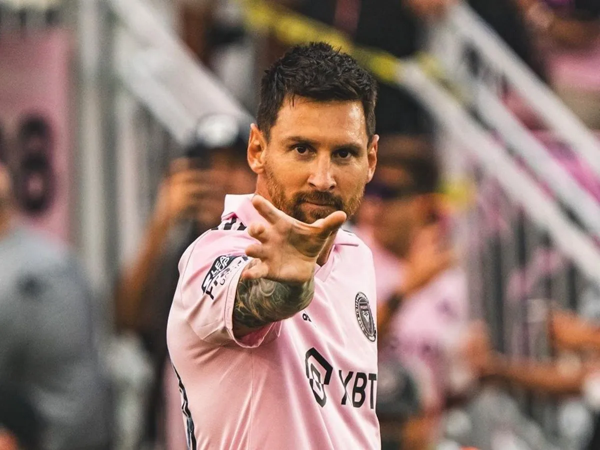 El festejo de Lionel Messi tras convertir su segundo gol ante Atlanta United. El festejo de Lionel Messi tras convertir su segundo gol ante Atlanta United.