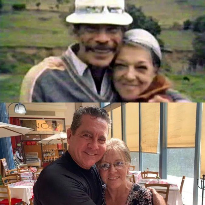 Paloma Fernández y Esteban Valdés recreando una foto de sus padres.