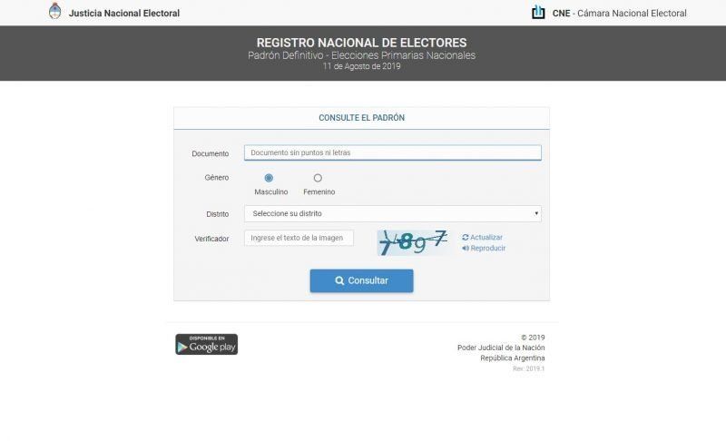 ¿Dónde voto? Ya se puede consultar el padrón electoral para el 27 de octubre
