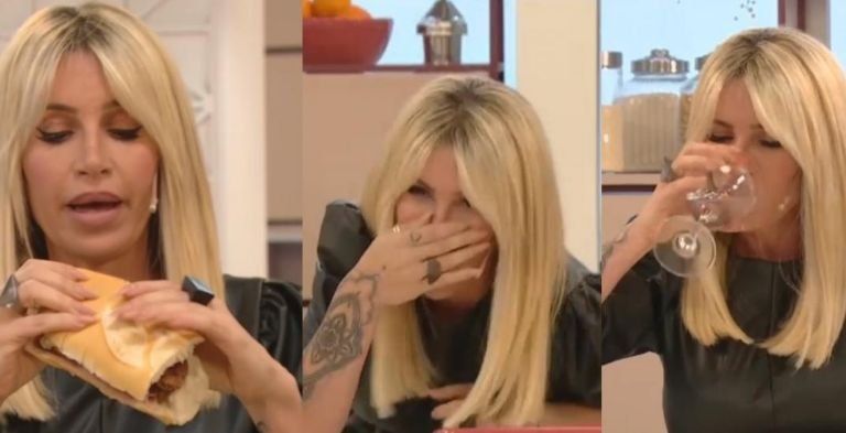 Florencia Peña tomó un vaso de agua para pasar el mal momento