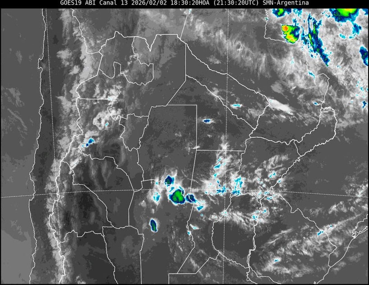 La imagen satelital muestra nubosidad dispersa sobre la provincia de Santa Fe, con desarrollo de precipitaciones aisladas y tormentas de corta duración. La imagen satelital muestra nubosidad dispersa sobre la provincia de Santa Fe, con desarrollo de precipitaciones aisladas y tormentas de corta duración.