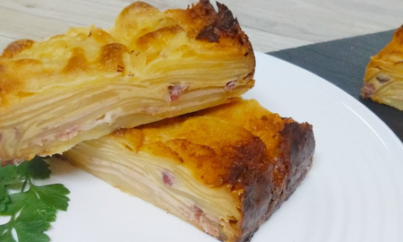 Receta de milhojas de papas. Receta de milhojas de papas.