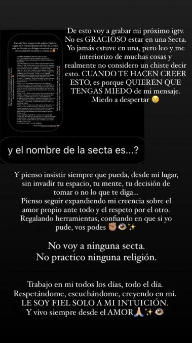 Ivana Nadal uso su cuenta de Instagram para desmentir su vinculación a una secta.