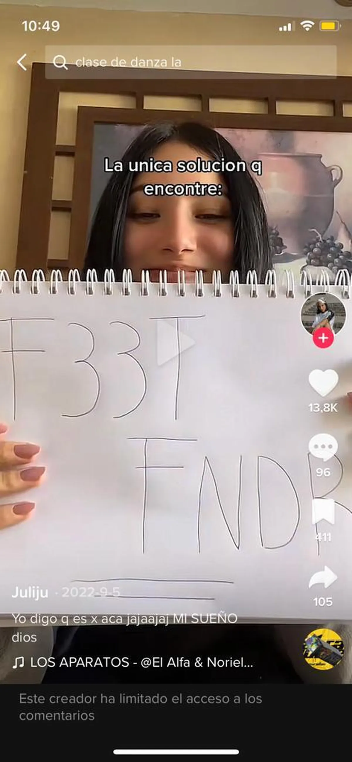 Captura del TikTok de Julieta Rossi, quien era novia de Fernando Báez Sosa al momento de su asesinato.