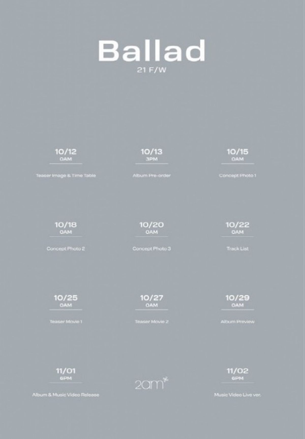 2AM lanzó su calendario de regreso.