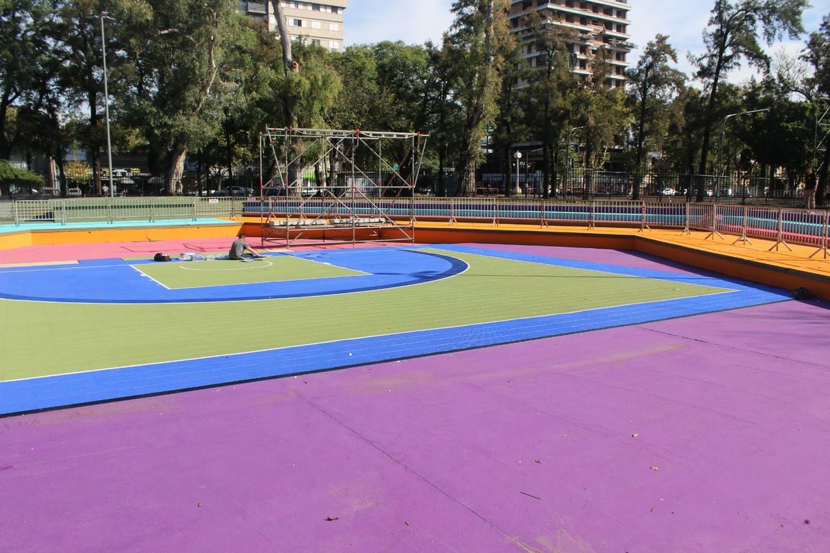 La cancha del Básquet 3x3. Foto: Andrés Yossen.