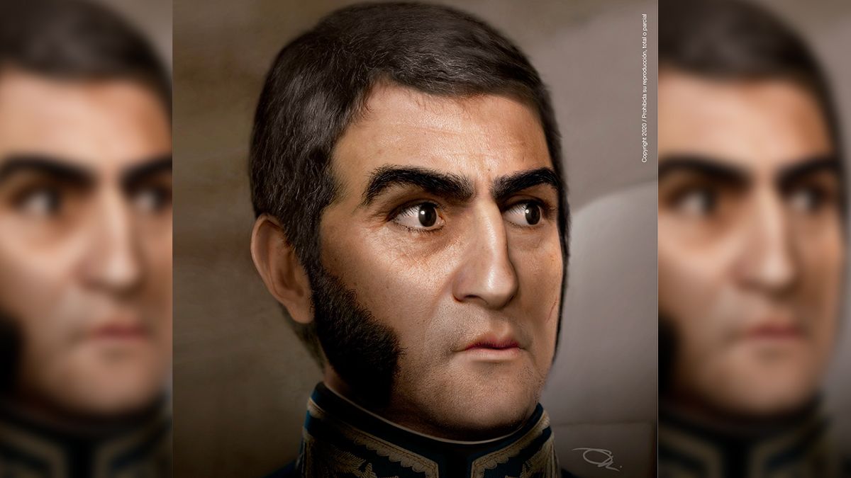 Ramiro Ghigliazza es diseñador gráfico y como artista realiza una edición artesanal con fotos de personas de la actualidad para encontrar rasgos que traen al presente a referentes como San Martín y Belgrano
